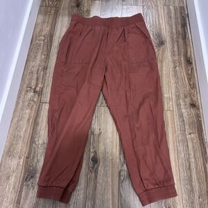 A New Day Womens Burgundy Jogger Pants L Elastic Waist